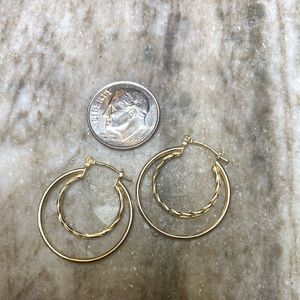14k yellow gold double hoop earrings
